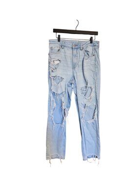 American Eagle Strigid Mom denim Jean Heavily Distressed Womens Size 12